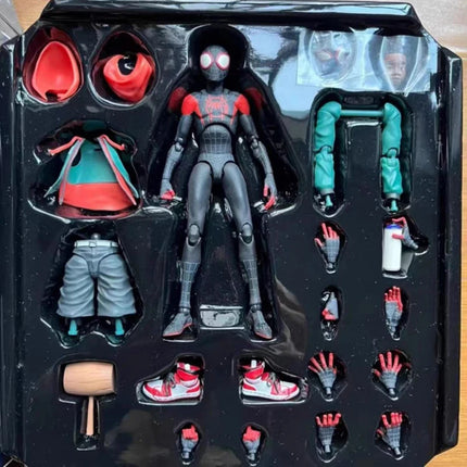 Miles Morales Spider Man Action figures 15cm Multi-Accessories Super Hero Spiderman Movable Statues Model Collectible Ornaments