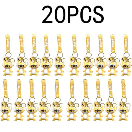 5Set 20PCS Wholesale Stitch Disney Keychain Figure Toy Cute Supple Cartoon Character Toy Keychain Pendant Fan Kid Birthday Gifts