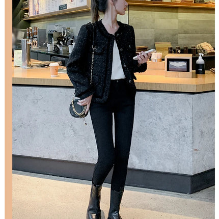 Jielur Autumn New Sweet Ladies Elegant Women Jackets Solid Street Fashion Jackets Woman Black Casual Loose Slim Coats Female