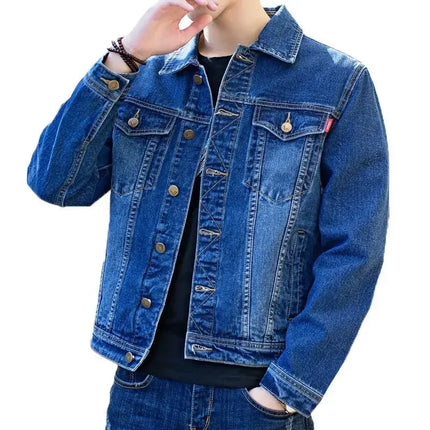 Men's Denim Jacket Short Casual Slim Black Male Jean Coats Button New in High Quality Trendy Cheap Price Stylish Low Cost Size L