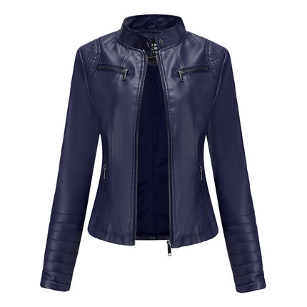 2025 Women's Leather Jacket Spring Autumn Thin Motorcycle Suit European Size Leather Jacket Short Fashion Women's Jacket