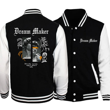 Unique Back Figure 3D Print Male Jackets Loose Casual Baseball Uniform Fashion Comfortable Clothing Funny Street Coat For Male