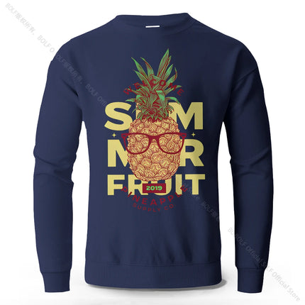 Men's Smmer Fruit Printed Pure Cotton Sweatshirts Oversized Classic Street Graphic Pullovers Holiday for Men Women Tops
