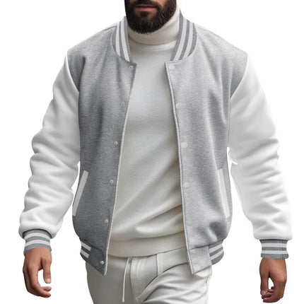 Men's Autumn and Winter Flight Jacket Baseball Jersey Velvet Loose Casual Stand-up Jacket Men Varsity Jacket Coat for Men