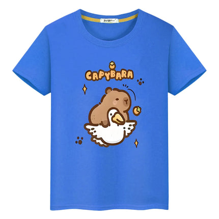 t shirt for kids boy10year Capybara print 100%Cotton anime Short y2k one piece Capybara Cute Tees Tops pride tshirt girl clothes