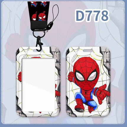 Disney Cartoon Marvel Spider Man Neck Strap Lanyard Card Sleeve ID Bus Subway Work Permit Chain Key Holder Cover Kids Gift