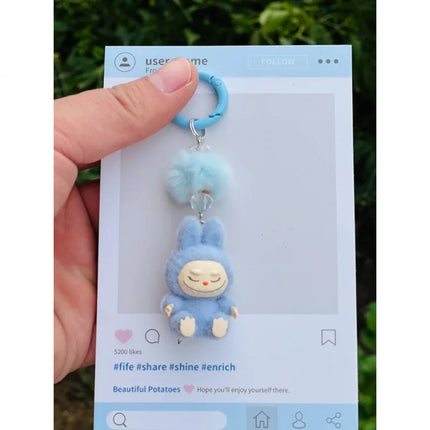 New Mini Standing and sitting postures Monster Car Keychain Flocking doll Bag Cell Phone Charm Pendant Backpack Decoration Gift