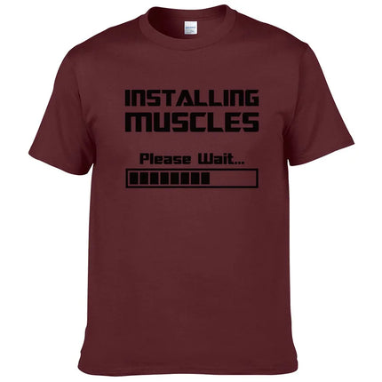 Summer New Tshirts Installing Muscles Please Wait Loading Bar Funny Print T Shirt Men Women  Cotton Short Sleeve Cool Tees #310