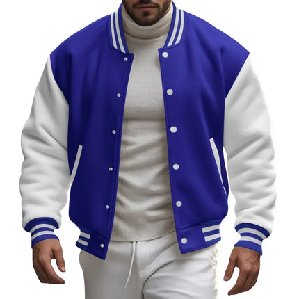 Men's Autumn and Winter Flight Jacket Baseball Jersey Velvet Loose Casual Stand-up Jacket Men Varsity Jacket Coat for Men