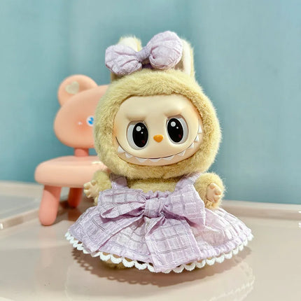Labubu 15cm/17cm Doll Clothing Sitting Party Strawberry Tank Top Skirt Paired With Princess White Shoes Princess Baby Clothes