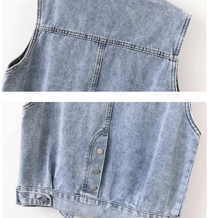 2024 Fashion Design Sequins Denim Vest Summer Autumn Women's Waistcoat Korean Leeveless Denim Jeans Jacket Female Vest Tops