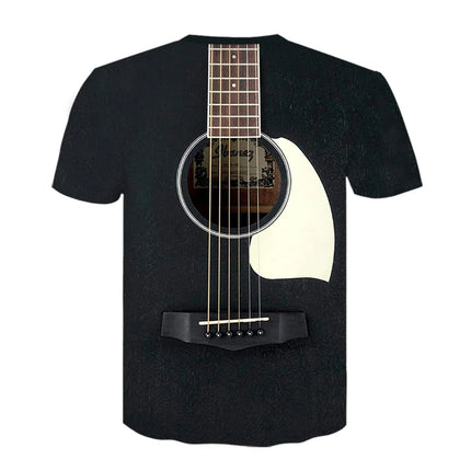 2021 New Men 3d Guitar Printed Fashion Hot Short Sleeves T Shirt Daily Short Sleeve Tee Tshirt Female Psychedelic Clothes