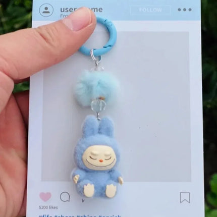 New Mini Standing and sitting postures Monster Car Keychain Flocking doll Bag Cell Phone Charm Pendant Backpack Decoration Gift