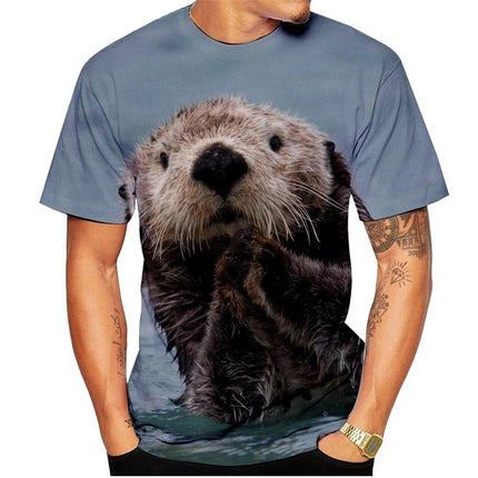 Søde Odder Grafik T-shirts Sommer Mode Kortærmede Sjove 3D Dyreprintede T-shirts Til Mænd Og Kvinder Afslappet Løs Harajuku T-shirts