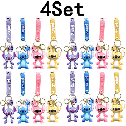 5Set 20PCS Wholesale Stitch Disney Keychain Figure Toy Cute Supple Cartoon Character Toy Keychain Pendant Fan Kid Birthday Gifts