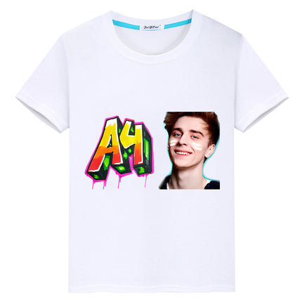 а4 мерч 100%Cotton Print T-shirt Short Tops boys girl clothes y2k one piece Summer Влад Бумага a4 Anime Tees Casual kids clothes