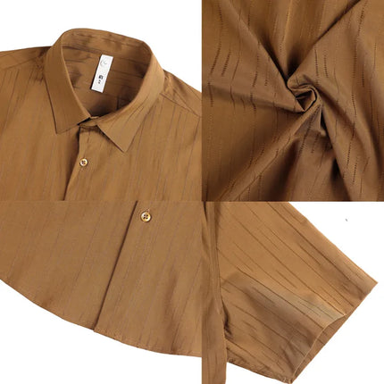 Plus Size 4XL-M Luxury Summer Fashion Striped Shirts Men's Short Sleeved Slim Fit Casual Business Shirt 2024 New Club Outfits