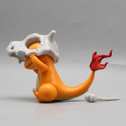 9cm Pokemon Charmander Wear A Cubone Helmet Anime Figure Model Gk Statue Boys Collection Desktop Decoration Ornament Toys Gifts