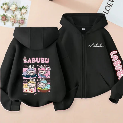 2025 Pop-mart Labubu Children's Coat Anime Cartoon Fashion Loose Coat Boys And Girls Autumn Hip-hop Sweatshirt Adult Clothing