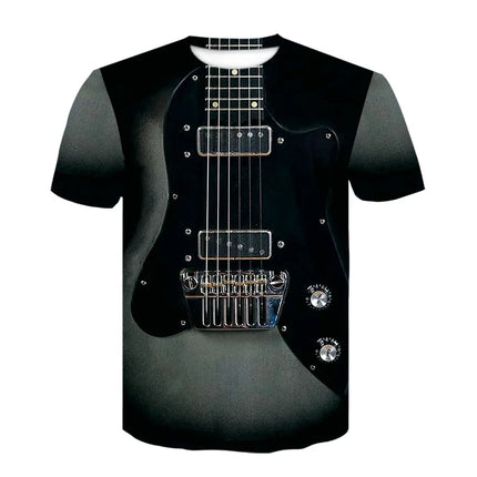 2021 New Men 3d Guitar Printed Fashion Hot Short Sleeves T Shirt Daily Short Sleeve Tee Tshirt Female Psychedelic Clothes