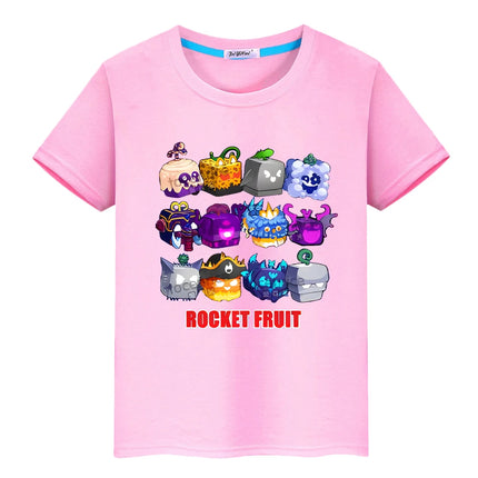 New Game Blox Fruits 100%Cotton t shirt for kids boy 10years Short Tops anime Tees y2k one piece pride tshirt kids clothes girls