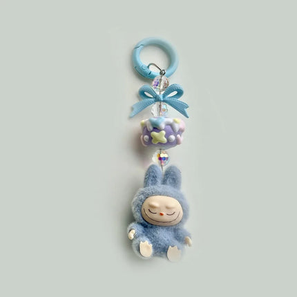 LAFUFU Kawaii Mini Keychains Flocking Backpack Pendant Key Chain LA-BU-BU Pendant Doll Cute Backpack Pendant Gifts for Girls