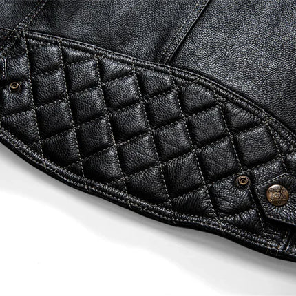 2025 first-layer cowhide, genuine leather jacket, stand-up collar trendy jacket, protective rider