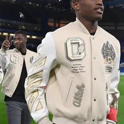 Trendy Soccer Fashion New Men's Embroidered Bomber Jacket Hip Hop Letter Splicing Leather Baseball Clothing Y2K Jacket