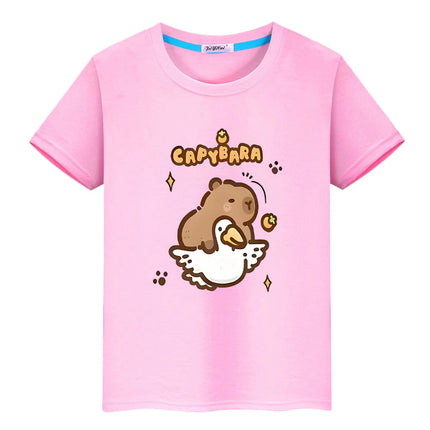 t shirt for kids boy10year Capybara print 100%Cotton anime Short y2k one piece Capybara Cute Tees Tops pride tshirt girl clothes