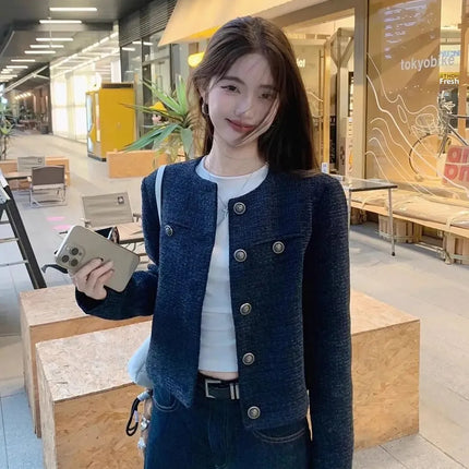 Short Sleeveless Crew Neck Jacket Women's Fashion Slim Fit High End Sensation Retro Ladylike Perfume Style Spring New Arrival