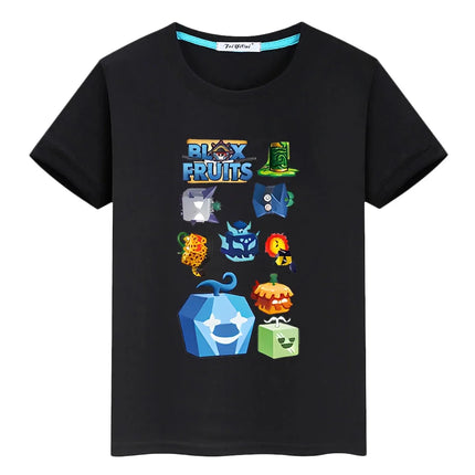 New Game Blox Fruits Short Tops 100%Cotton t shirt for kids boy 10years anime Tees pride tshirt y2k one piece kids clothes girls