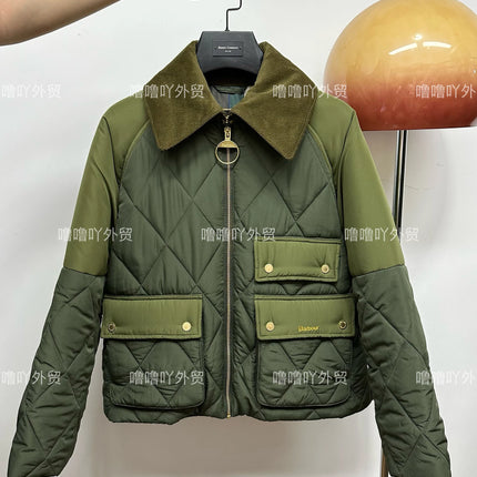 B@r Milby Barbour Ladies Classic Rhombus Plaid Quilted Cotton Jacket Warm Jacket