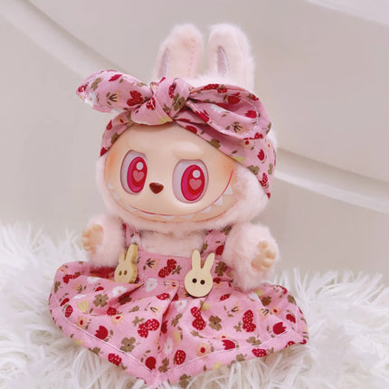 Labubu 15cm/17cm Doll Clothing Sitting Party Strawberry Tank Top Skirt Paired With Princess White Shoes Princess Baby Clothes