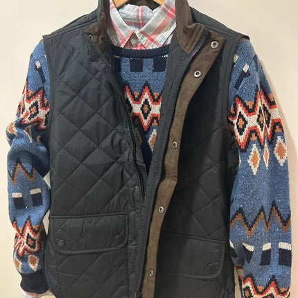 B@r Diamond Check Cotton Vest Black