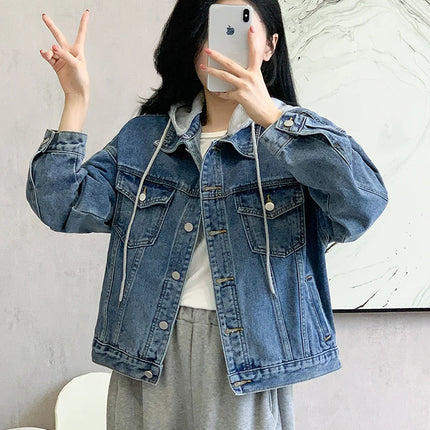 Denim Jacket Women 2024 Autumn Winter New Fashionable Blue Jeans Jackets Hooded Jacket Women Streetwear Coat Women Hot Sale