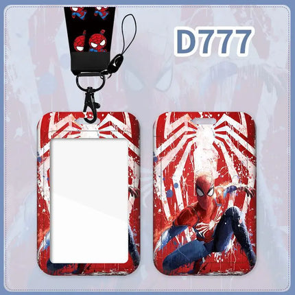 Disney Cartoon Marvel Spider Man Neck Strap Lanyard Card Sleeve ID Bus Subway Work Permit Chain Key Holder Cover Kids Gift