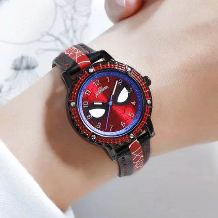 Disney Spider man Children Watches Captain Leather Quartz Kids WristWatch The Men Clock Gifts Toys