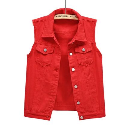 Denim Vest for Women Jacket Spring Streetwear Women Clothing Autumn Coats Fashion Clothes Casual Vintage Elegant Sleeveless