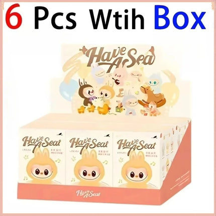 High Quality Macaron The Monsters Labubu Sitting Party Vinyl Plush Blind Box Decorative Surprise Box Doll Collection Gift