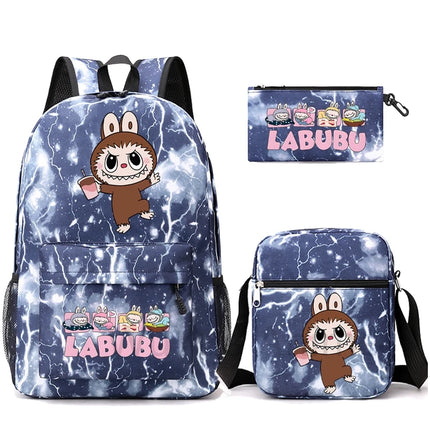3Pcs/set Cartoon Printed Backpack Teenager Student Boy Girl Schoolbag Larger Capacity Bagpack Travel Bag Kid Gift Mochila