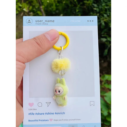 New Mini Standing and sitting postures Monster Car Keychain Flocking doll Bag Cell Phone Charm Pendant Backpack Decoration Gift