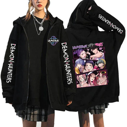 Hot Movie Kpop Demon Hunters Saja Boys Tigers Zip Up Hoodies Women Men Funny Zipper Sweatshirts Y2k Clothes Mange Vintage Hoody
