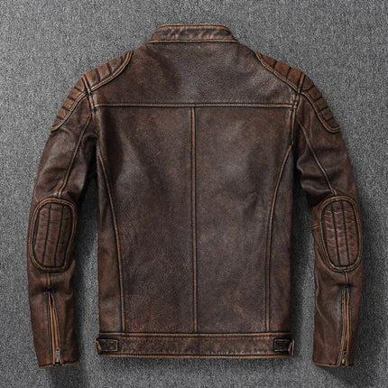 2025 New Leather Jacket Top Layer 100% Cowhide Leather Clothes Men's Stand Collar Motorcycle Clothes  Autumn Winter Plus Size
