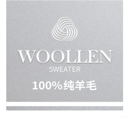 Autumn Winter New 100% Merino Wool Thick Warm Men's Round Neck Sweater Knitted Pullover Contrasting Clothing Long Sleeves coat