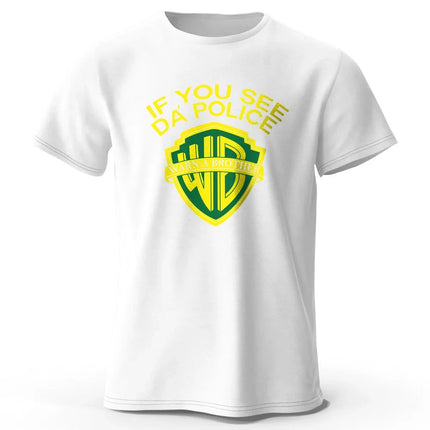 Men's If You See Da' Police Printed T-Shirt 100% Cotton Oversized Classic Funny Graphic Tees for Men Women Summer Tops