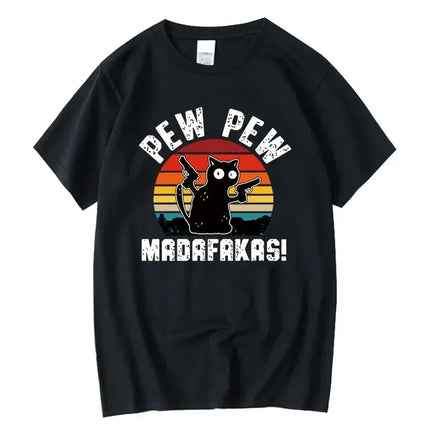Summer Casual Men's High Quality T-shirt 100% Cotton Cool Funny Cat Printed T-shirt Casual O-neck Loose for Men T Shirt Tees Top