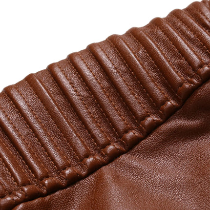 Spring and Autumn men's standing collar multi pocket leather jacket PU leather work clothes outdoor motorcycle riding clothes