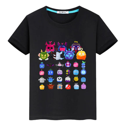 Blox Fruits New Game t shirt for kids boy 10years 100%Cotton Short Tops y2k one piece anime Tees pride tshirt kids clothes girls