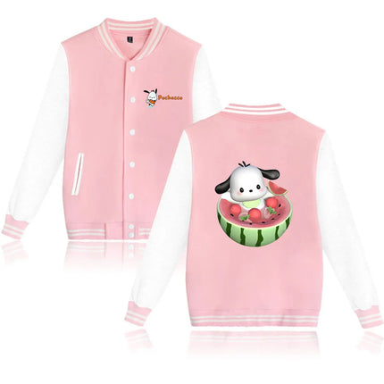 Pochacco Bomber Jacket Women Men Autumn Baseball Jacket Coat Cartoon Kid Streetwear Harajuku Bomber College Jacket