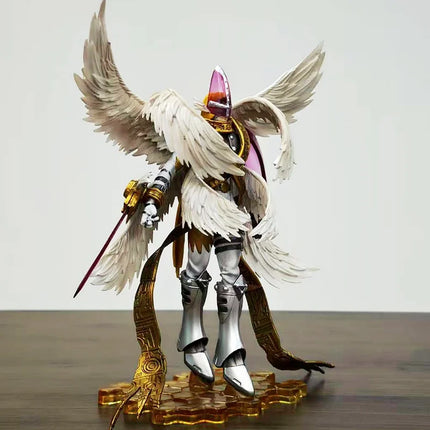 22cm Holy Angemon Figures Digimon Adventure Anime Angewomon LED Action Figurines PVC Statue Model Collection Doll Toys Gift